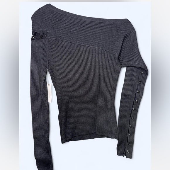 Anthropologie Black Off-Shoulder Sweater - Picture 6 of 8